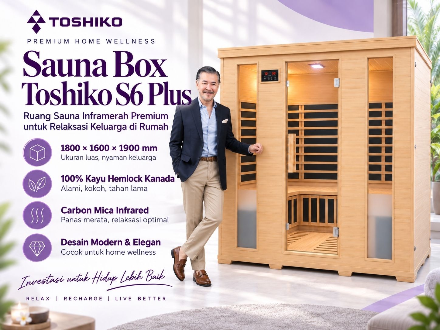 Kotak Sauna Kering Premium Toshiko S6 Plus