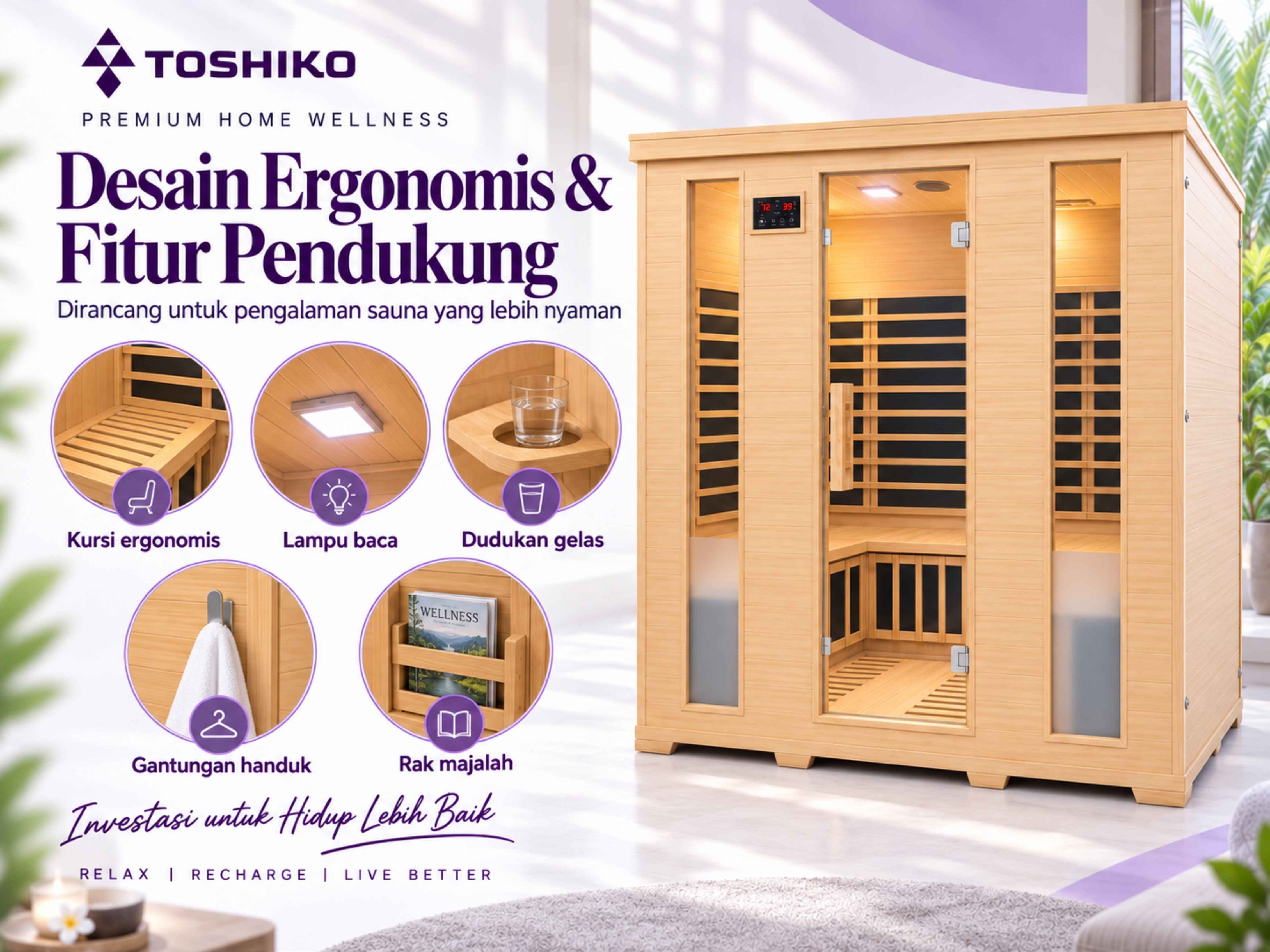 Kotak Sauna Kering Premium Toshiko S6 Plus