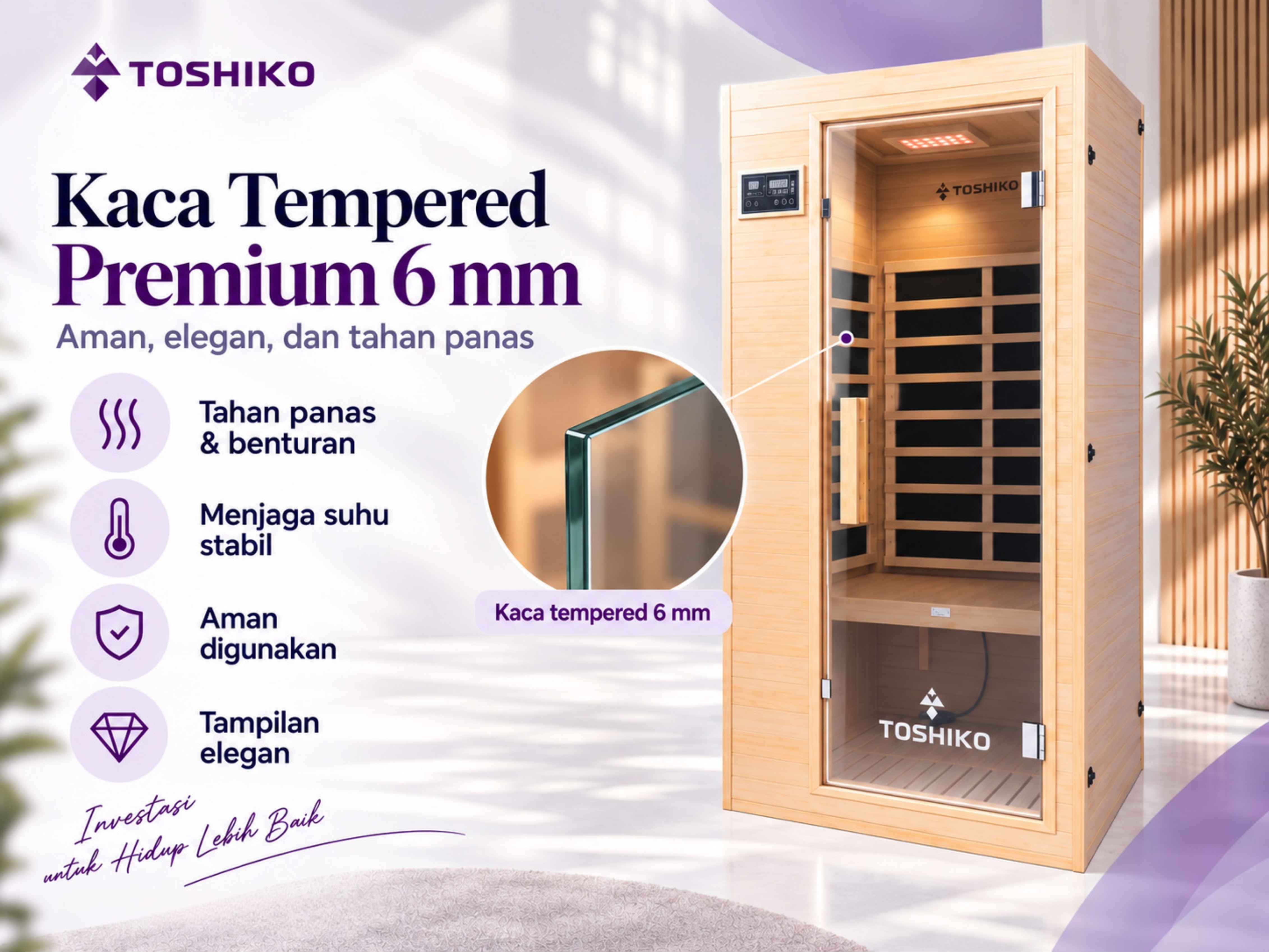 Kotak Sauna Kayu Pinus Premium Toshiko S1