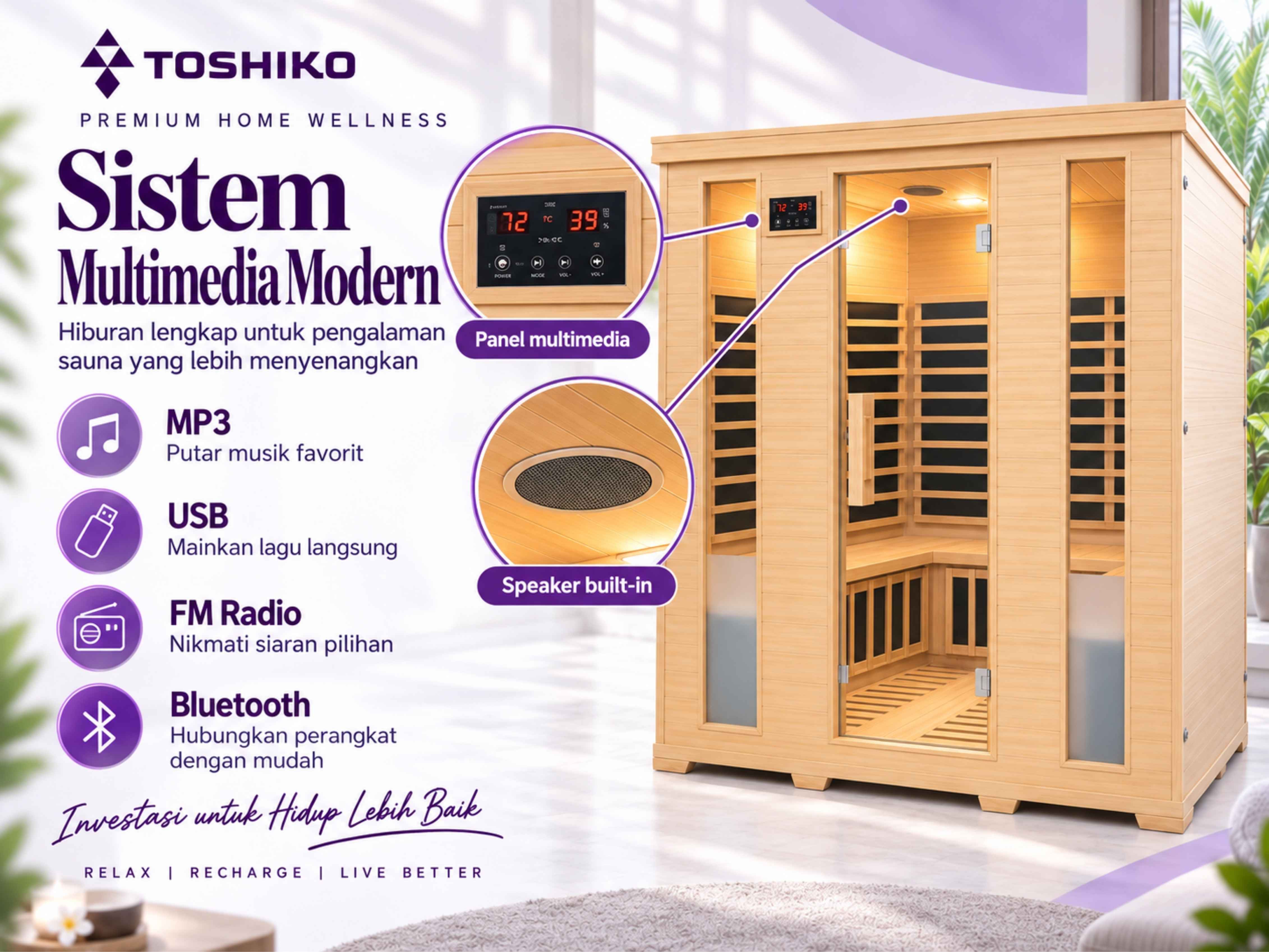 Kotak Sauna Kering Premium Toshiko S6 Plus