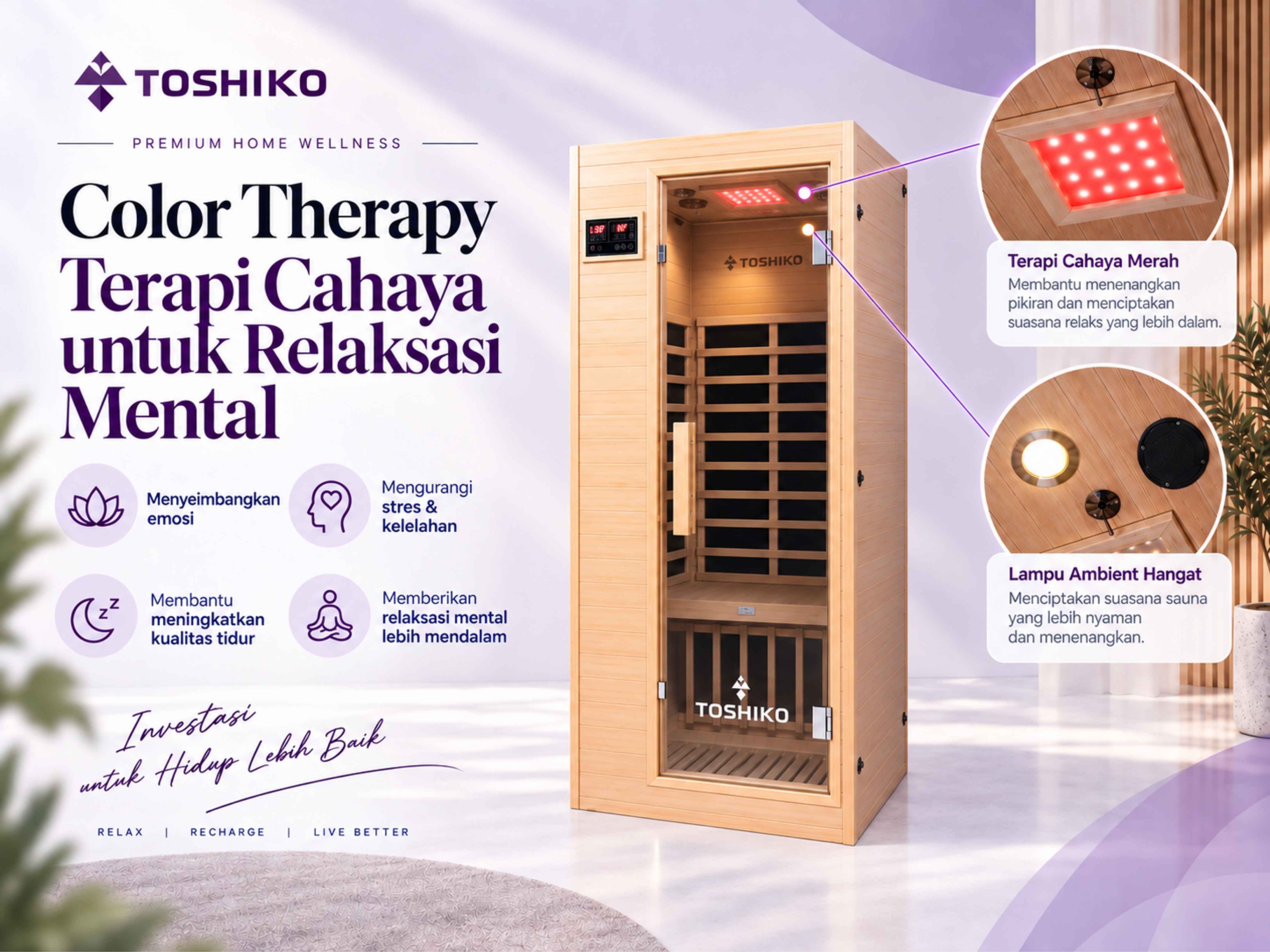 Kotak Sauna Kayu Pinus Premium Toshiko S1