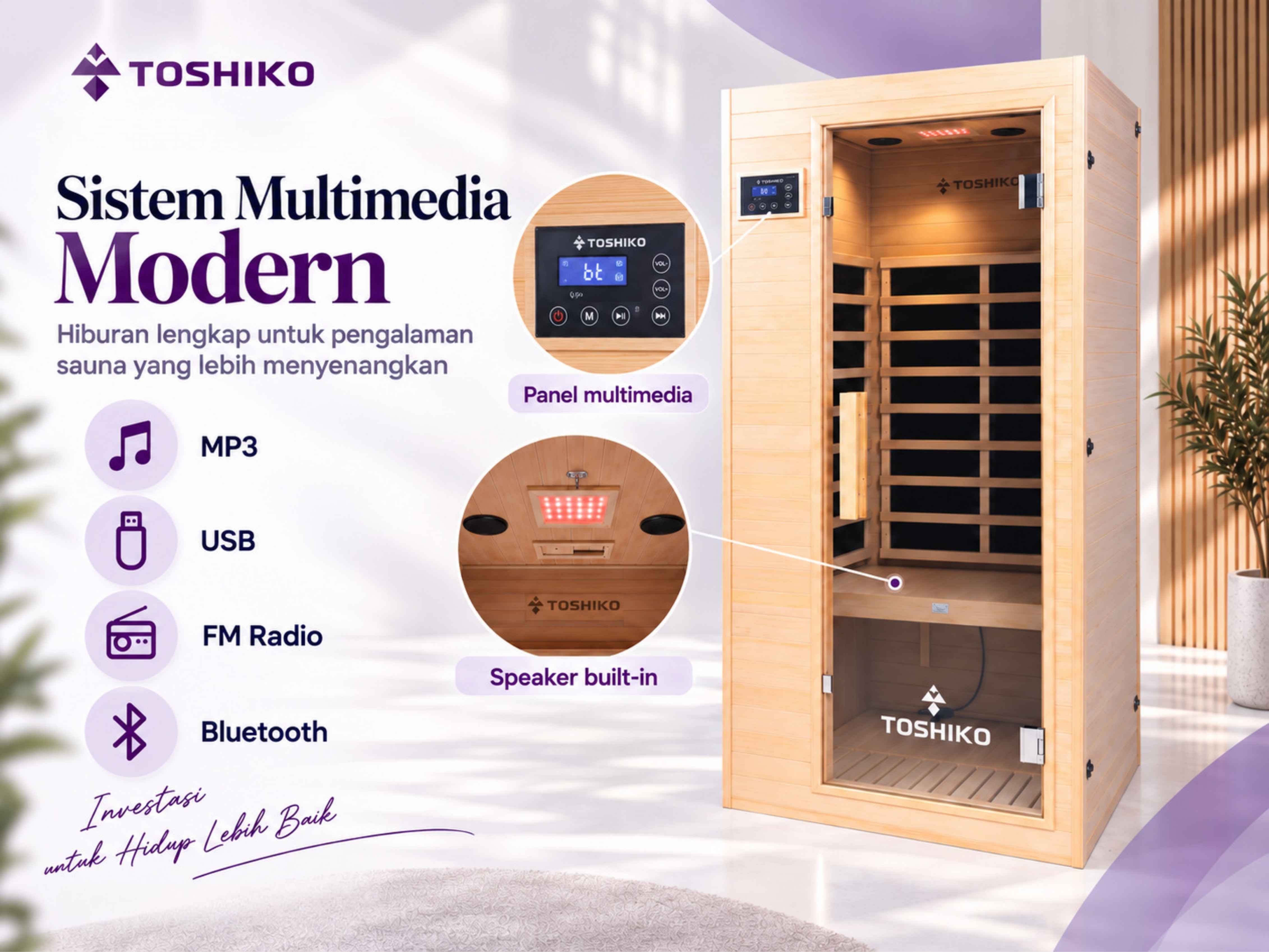 Kotak Sauna Kayu Pinus Premium Toshiko S1