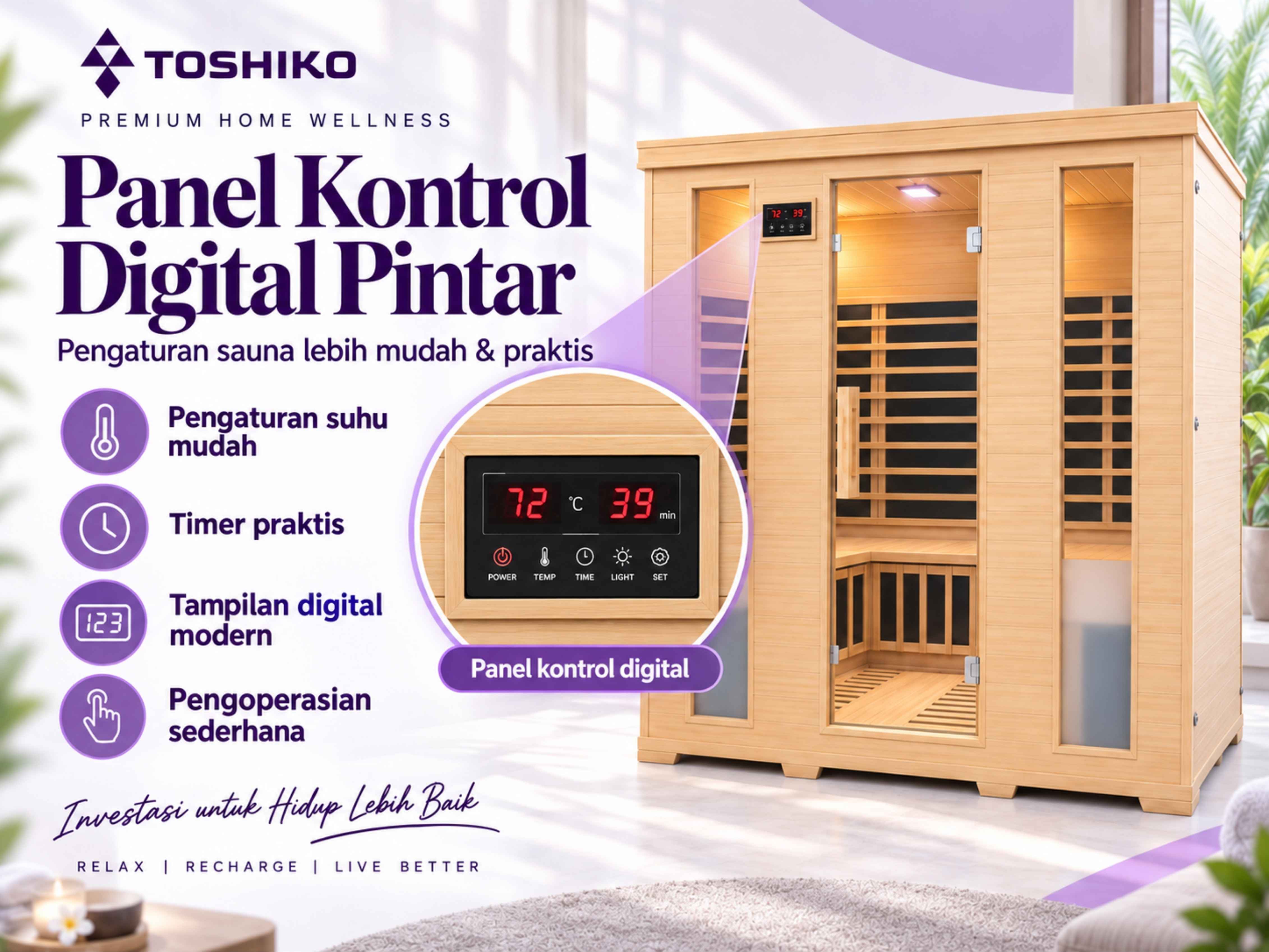 Kotak Sauna Kering Premium Toshiko S6 Plus