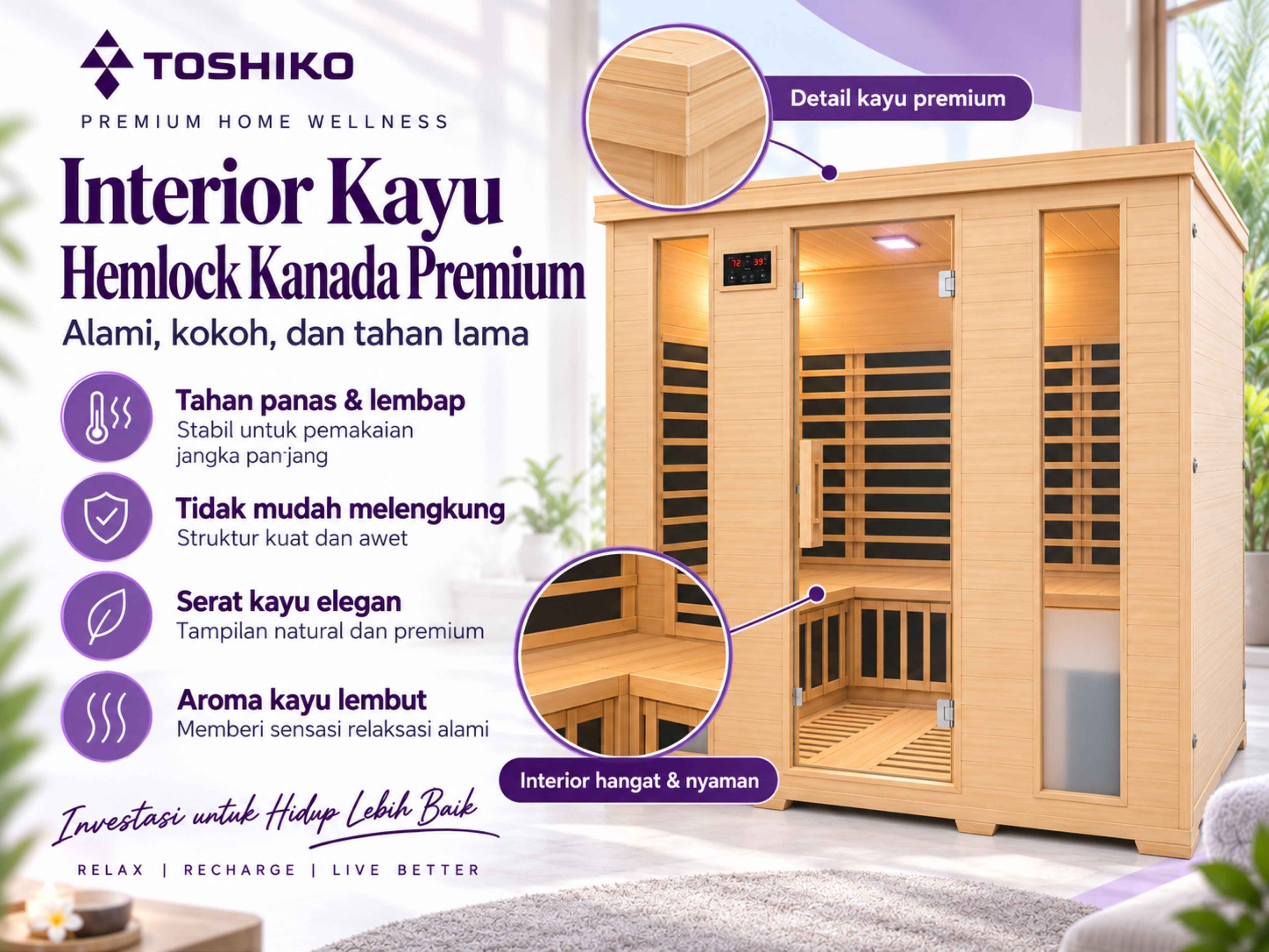 Kotak Sauna Kering Premium Toshiko S6 Plus