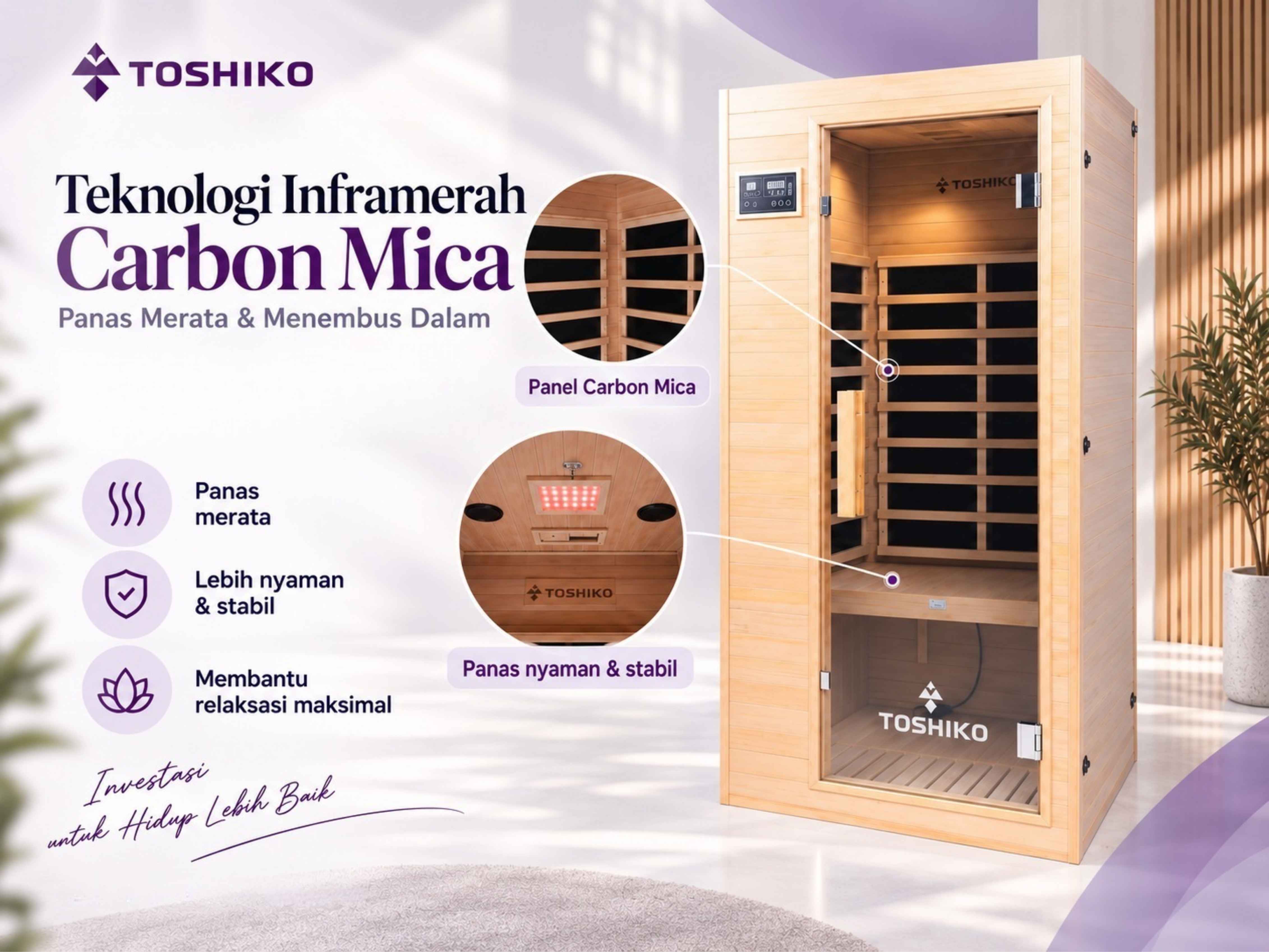 Kotak Sauna Kayu Pinus Premium Toshiko S1